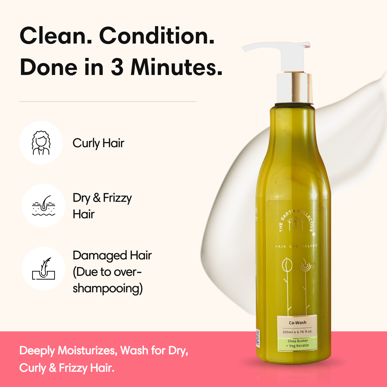 Co-Wash | Conditioner Only Wash For Dry Curly & Frizzy | Regular Swimmers | Fitness Enthusiasts - Hair Conditioner