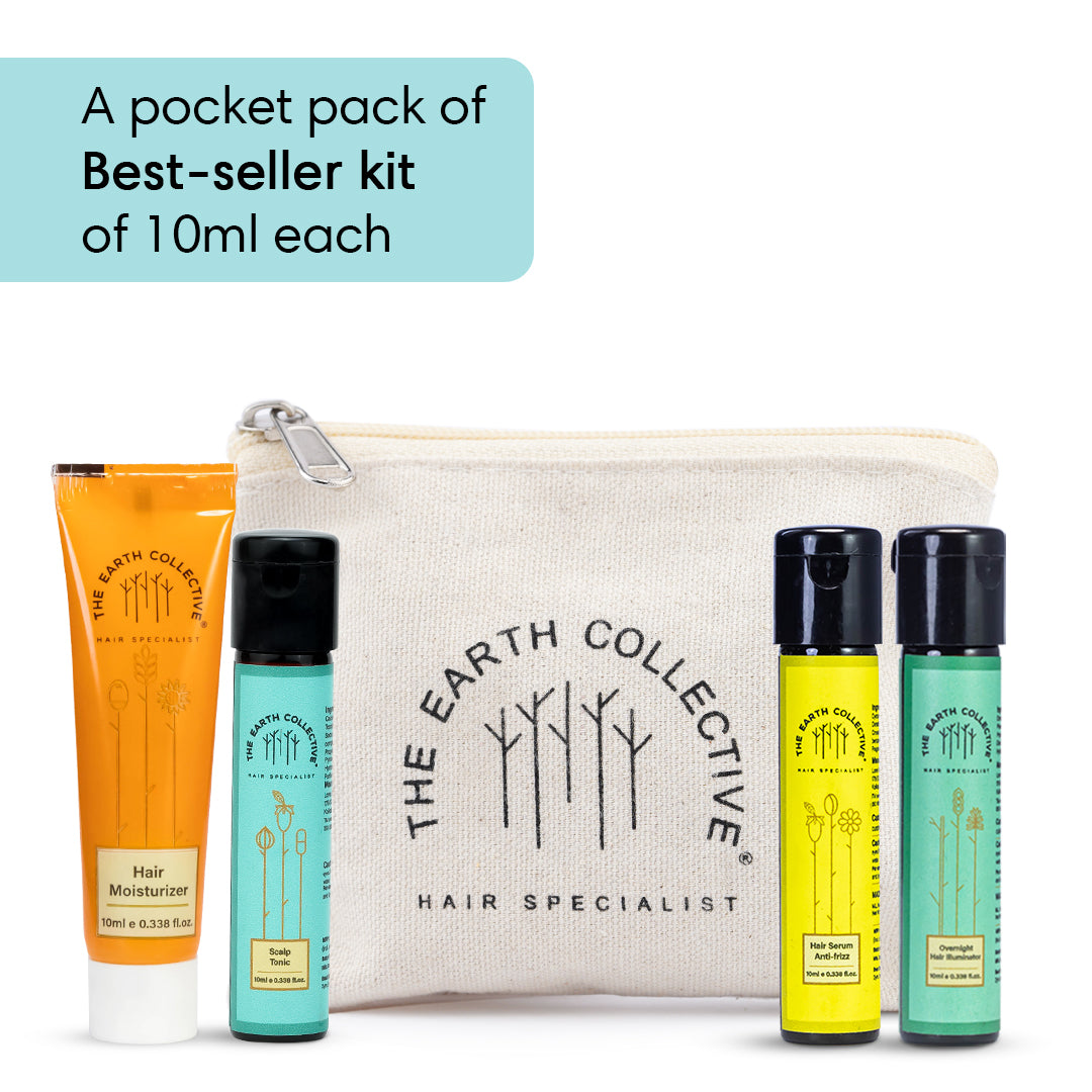 Best-Sellers Mini Pack Scalp Tonic, Hair Moisturiser, Overnight Hair Illuminator & Anti-Frizz Hair Serum