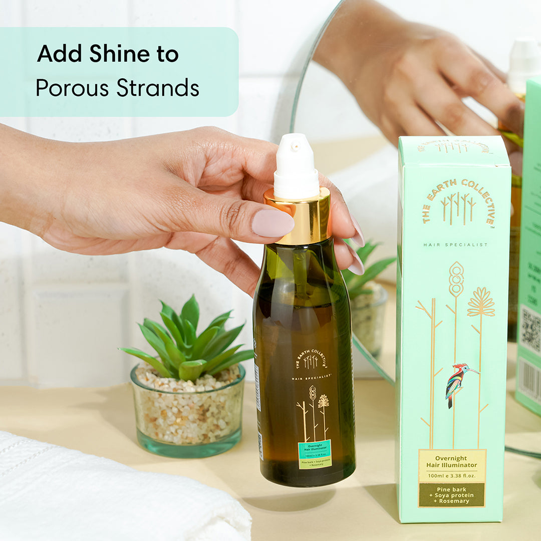 OVERNIGHT HAIR ILLUMINATOR | Add Shine to Porous Strands | Pine Bark Soya Protein & Rosemary - 100ml - Leave-in