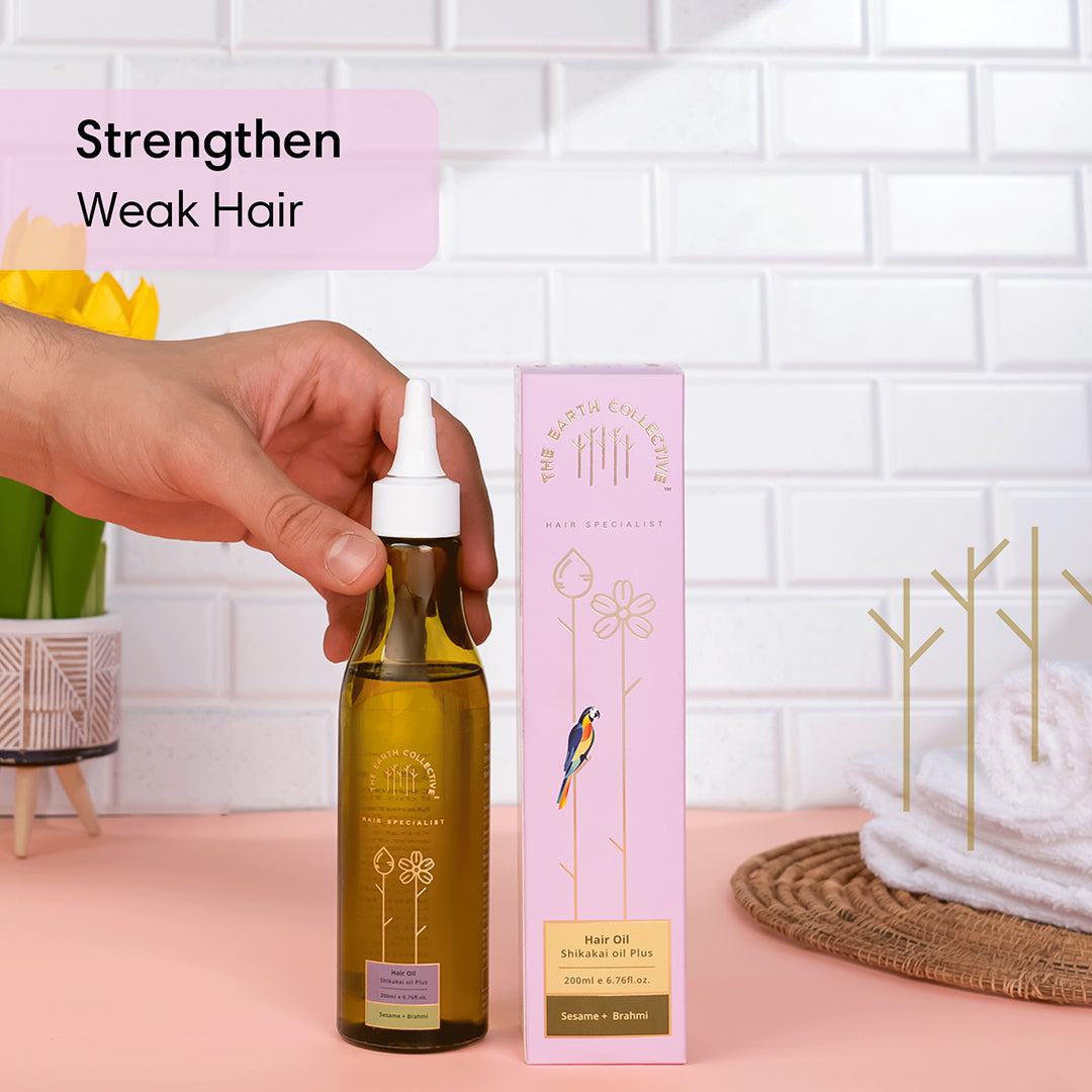 SHIKAKAI OIL PLUS HAIR OIL | For Breakage-Prone Hair | Sesame & Brahmi - 200ml - Hair Oil