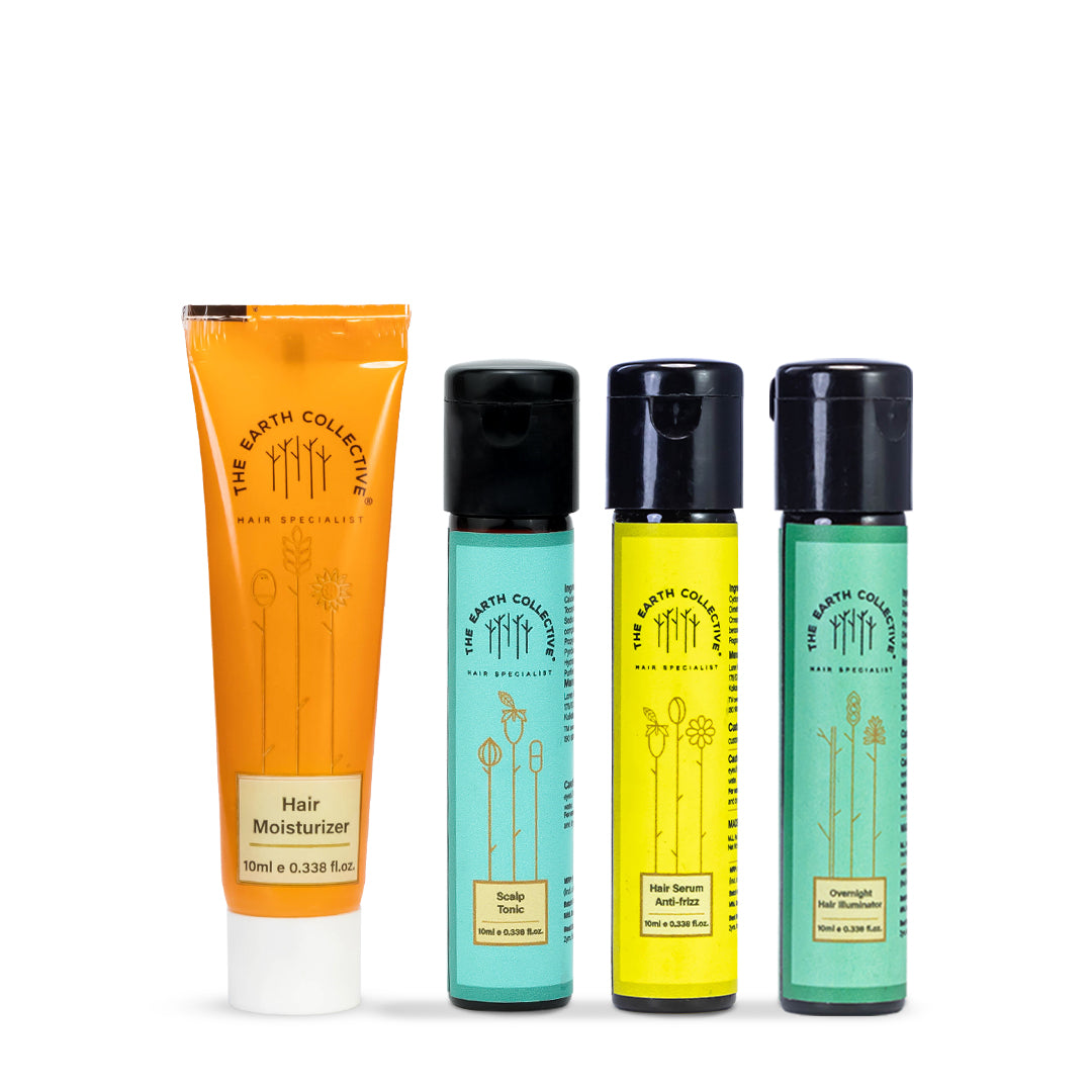 Best-Sellers Mini Pack Scalp Tonic, Hair Moisturiser, Overnight Hair Illuminator & Anti-Frizz Hair Serum
