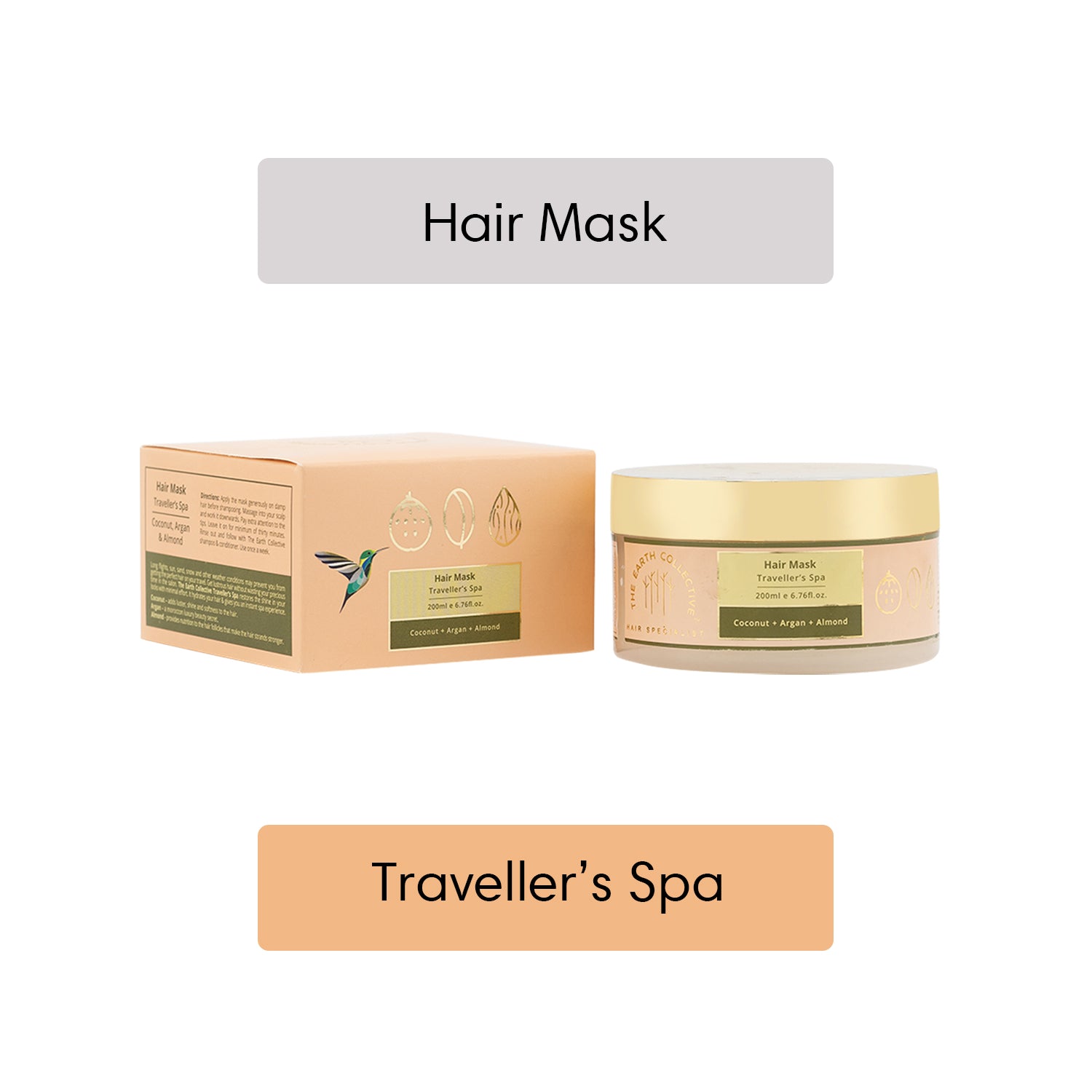 TRAVELLER’S SPA HAIR MASK | For Instant Spa-like Experience | Coconut Argan & Almond - 200ml - Hair Mask