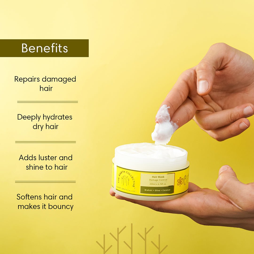 DAMAGE CONTROL HAIR MASK | Ultra Hydration for Dry & Rough Hair | Brahmi Olive & Coconut - 200ml - Hair Mask