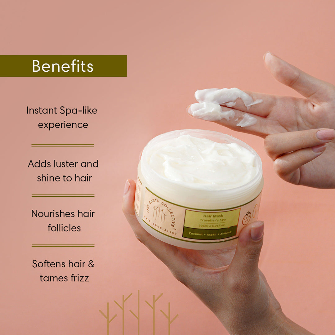 TRAVELLER’S SPA HAIR MASK | For Instant Spa-like Experience | Coconut Argan & Almond - 200ml - Hair Mask