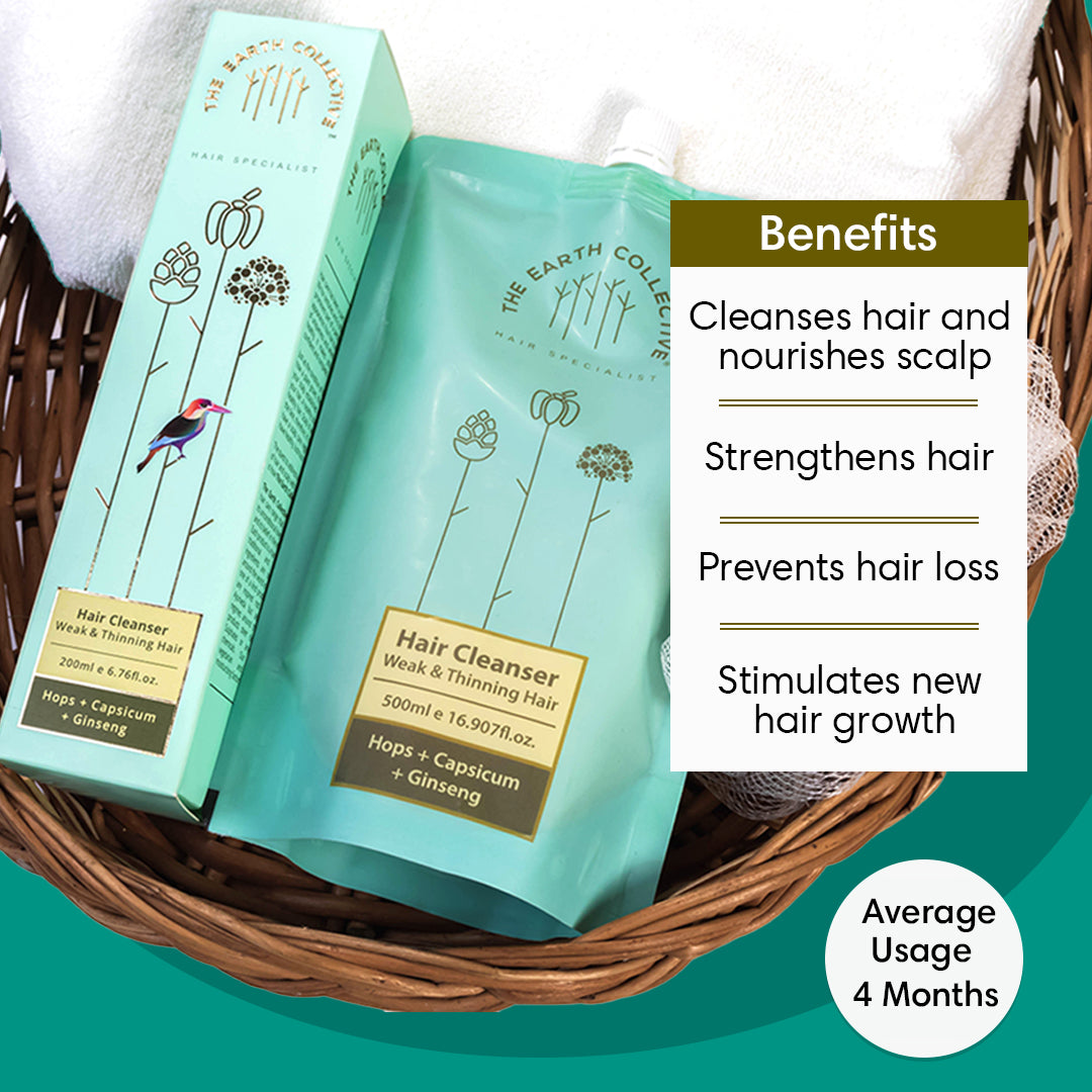WEAK & THINNING Hair Cleanser | Shampoo | 500ml Refill Pack | Hops Capsicum & Ginseng - 500ml - Hair Cleanser