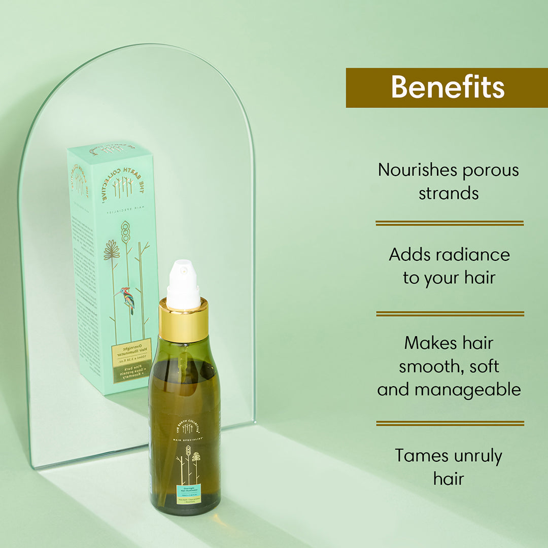 OVERNIGHT HAIR ILLUMINATOR | Add Shine to Porous Strands | Pine Bark Soya Protein & Rosemary - 100ml - Leave-in