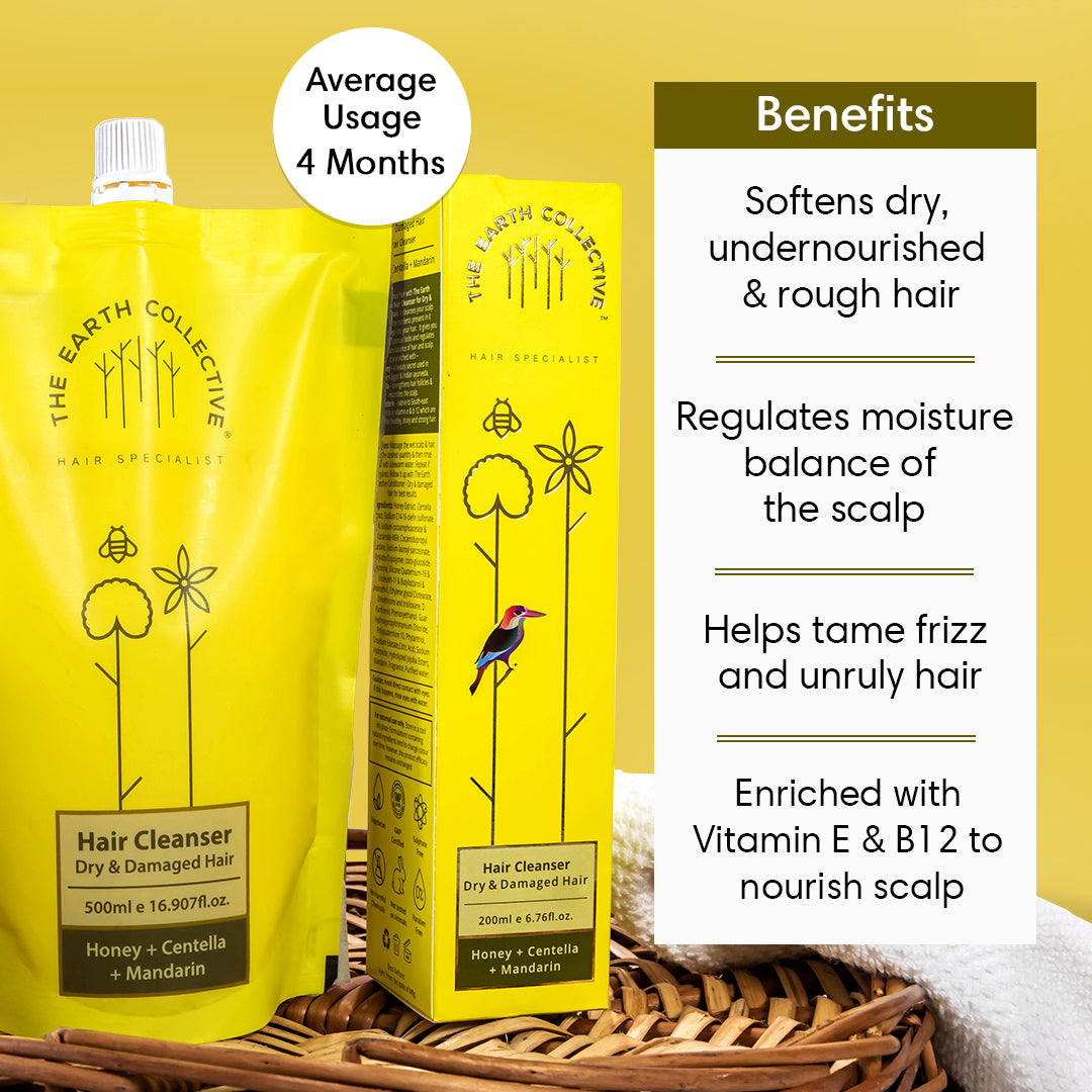 Dry & Damaged Hair Cleanser | Shampoo | 500ml Refill Pack | Honey Centella and Mandarin - 500ml - Hair Cleanser
