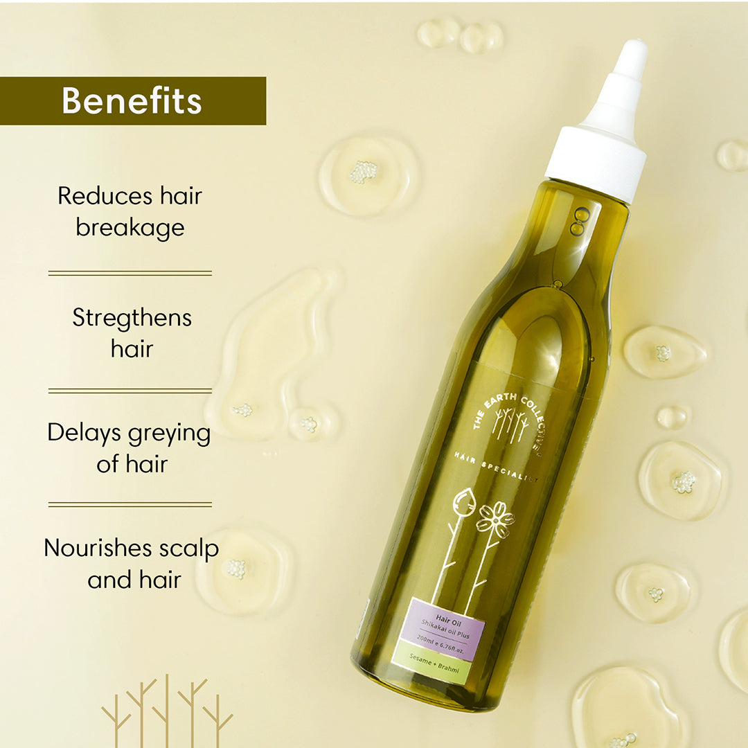 SHIKAKAI OIL PLUS HAIR OIL | For Breakage-Prone Hair | Sesame & Brahmi - 200ml - Hair Oil