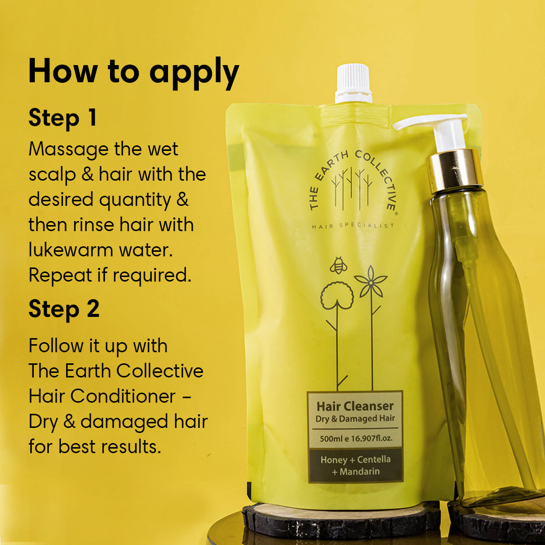 Dry & Damaged Hair Cleanser | Shampoo | 500ml Refill Pack | Honey Centella and Mandarin - 500ml - Hair Cleanser