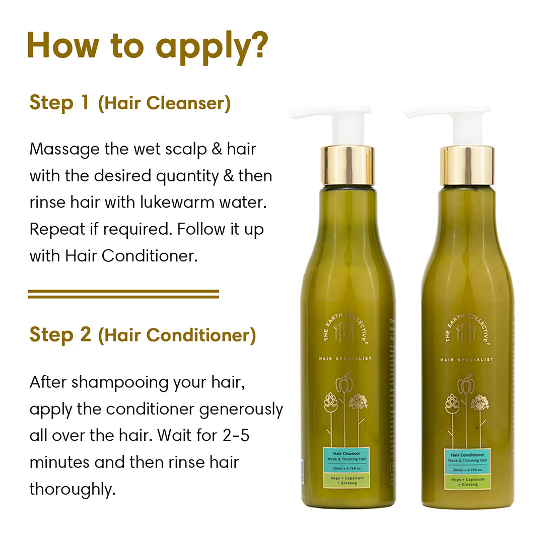 Combo Weak & Thinning Hair | Hair Cleanser & Conditioner Pack - 400ml - Cleanser & Conditioner Combo