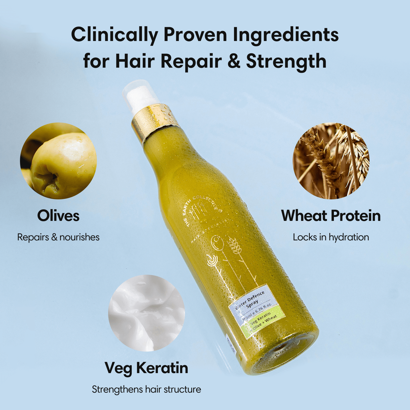 Water Defence Spray | Made for Indian Hair Against Hard Water | Veg Keratin Olive & Wheat - Hair Mask