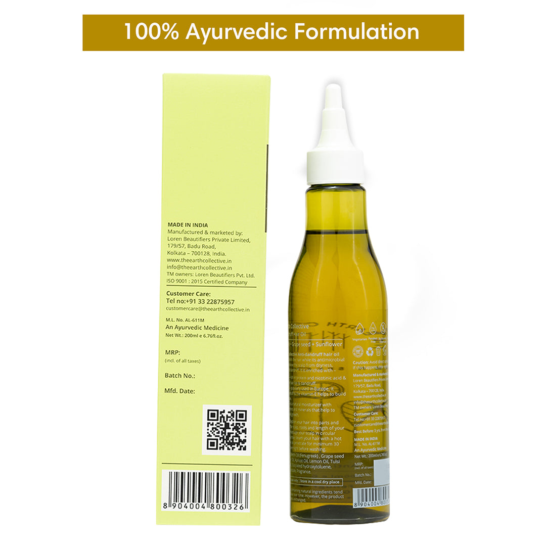 ANTI-DANDRUFF HAIR OIL | For Flaky Scalp | Fenugreek Grape Seed & Sunflower - 200 ml - Hair Oil