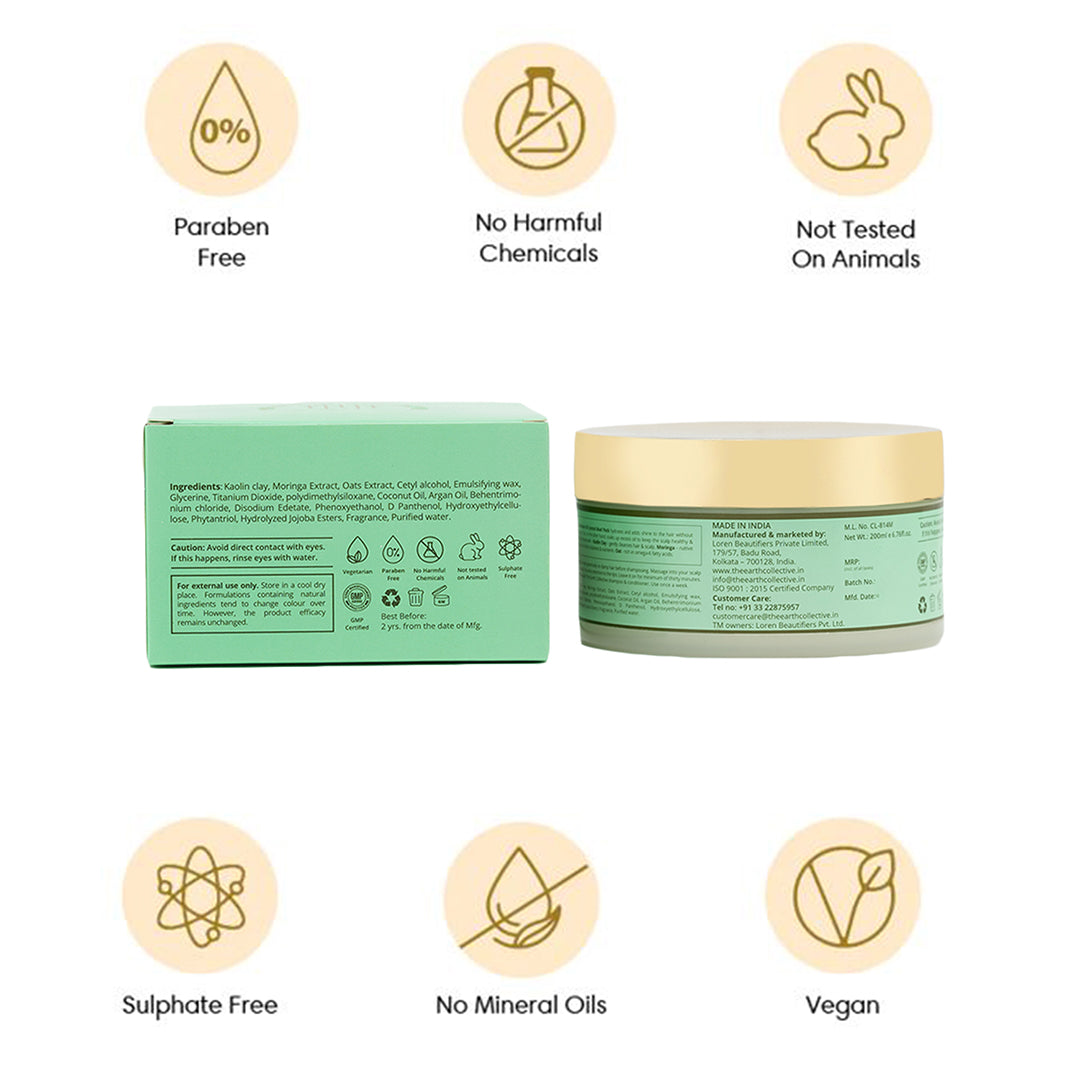 OIL CONTROL MUD PACK HAIR MASK | For Oily Scalp & Dry Ends | Kaolin Clay Moringa & Oat - 200ml - Hair Mask