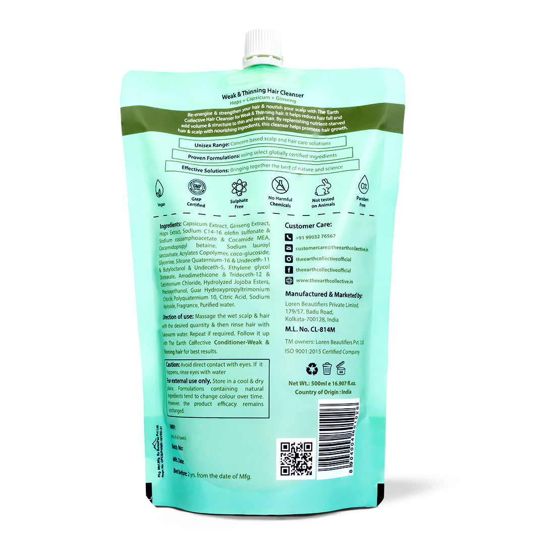 WEAK & THINNING Hair Cleanser | Shampoo | Hops Capsicum & Ginseng - Hair Cleanser