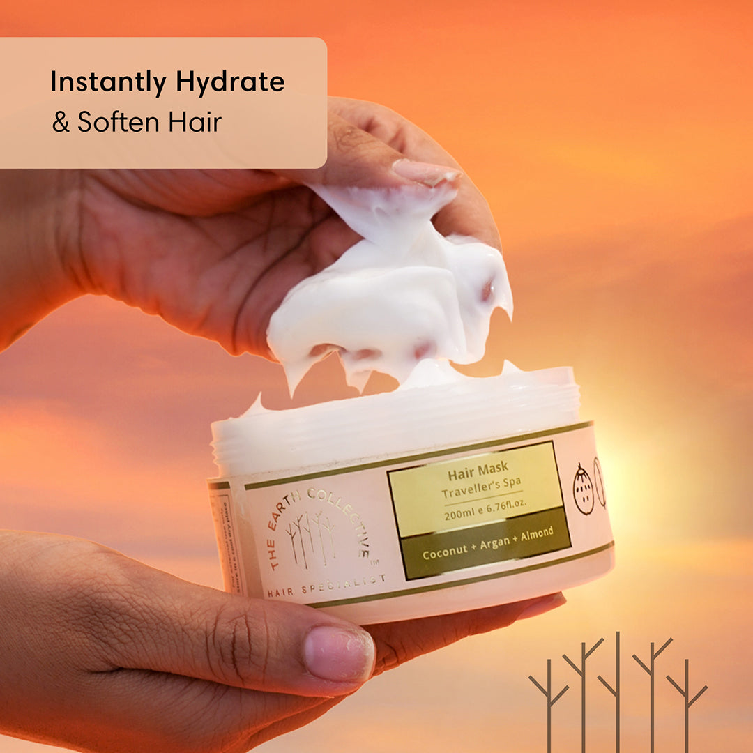 TRAVELLER’S SPA HAIR MASK | For Instant Spa-like Experience | Coconut Argan & Almond - 200ml - Hair Mask
