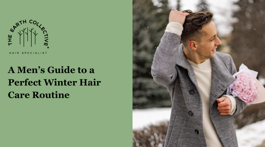 A picture of a man with healthy hair in the winter season showing snow in the background.