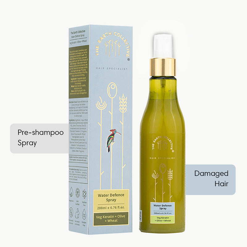 WATER DEFENCE SPRAY | Made for Indian Hair Against Hard Water | Veg Keratin, Olive & Wheat
